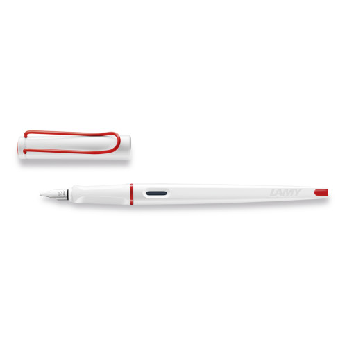Чорнильна піряна Ручка Lamy Joy Сяюча Біла з червоною кліпсою 1,5 мм Чорнила T10 Сині [015] (4033718)