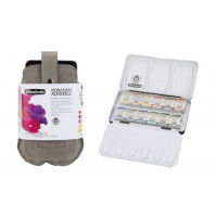 Набір акварельних фарб Schmincke Horadam 12 напівкювети в металевому пеналі та шкіряному чохлі.