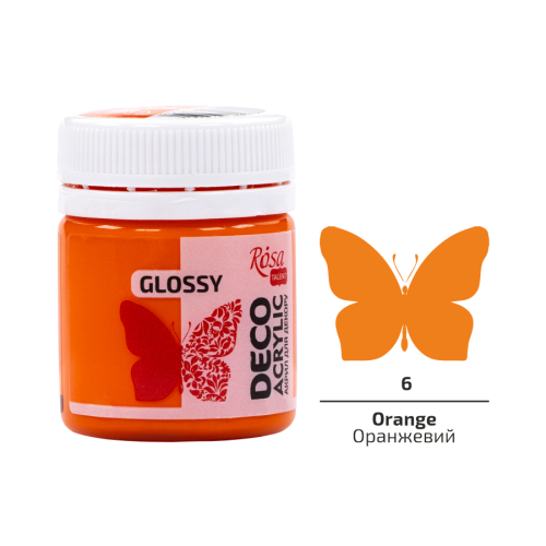 Акрил для декору, Оранжевий, глянцевий, 20 мл, ROSA TALENT (21006)