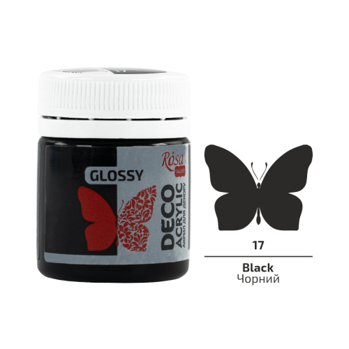 Акрил для декору, Чорний, глянцевий, 20 мл, ROSA TALENT (21017)