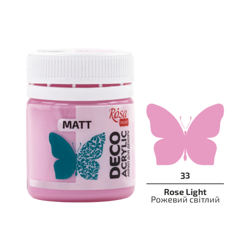 Акрил для декору, Рожевий світлий, матовий, 20 мл, ROSA TALENT (20033)