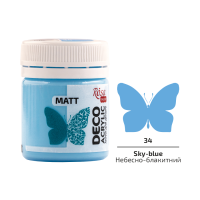 Акрилова фарба для декору, Небесно-блакитний, матовий, 20 мл, ROSA Talent №34