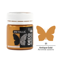 Акриловая краска для декора, Античное золото, металлик, 20 мл, ROSA Talent №51
