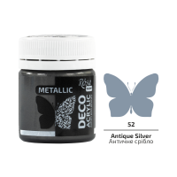 Акриловая краска для декора, Античное серебро, металлик, 20 мл, ROSA Talent №52