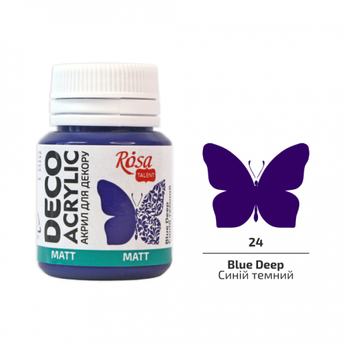 Акрил для декору, Синій темний, матовий, 20 мл, ROSA TALENT (20024)