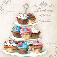 Декупажні серветки Cupcakes on Etagere 33х33 см 18,5 гм2 20 шт Ambiente