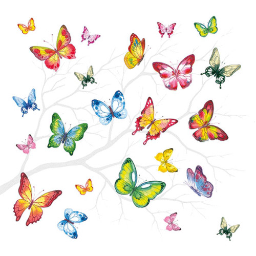 Декупажні серветки Метелики кольорові 33х33 см 18,5г/м2 20 шт Ambiente
