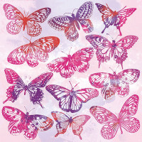 Декупажні серветки Метелики акварельні рожеві 33х33 см 18,5 гм2 20 шт Ambiente