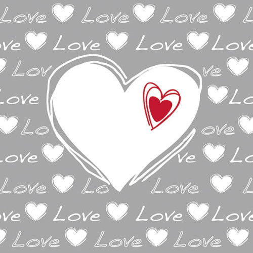 Декупажные салфетки Love Heart серые 33х33 см 18,5 гм2 20 шт Ambiente