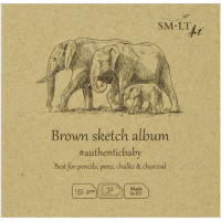 Альбом для ескизов AUTHENTIC Baby 9х9см 135г/м2 32л коричневый цвет SMILTAINIS (FB-32(135)-9/N)