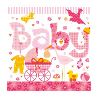 Декупажні серветки Baby рожеві 20 шт Abiente