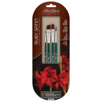 Набор кистей Silver Brush Ruby Satin: круглая № 2-0, треугольная XSM; кошачий язык № 10; скошеная № 1-2