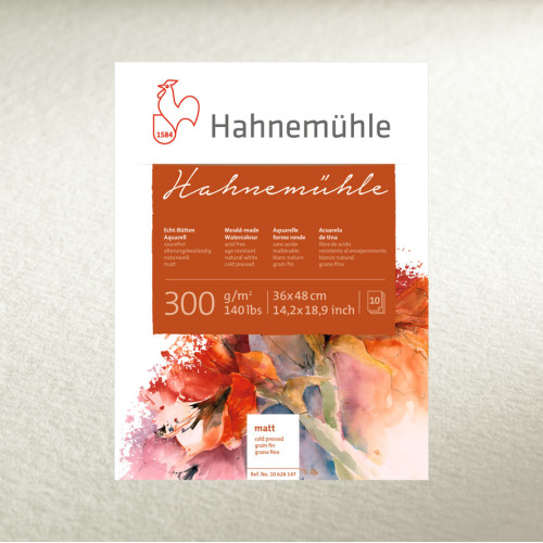 Папір акварельний Hahnemuhle 300 (300 г/м) rough, 30 x 40 см, 10 листів, склейка