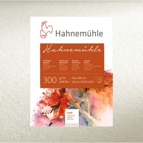 Папір акварель Hahnemuhle 300 (300 г/м) rough, 50 x 65 см, лист (рвані краї)
