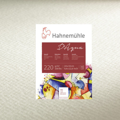 Бумага акварельная Hahnemuhle D’Aqua 220 г/м rough, 17 x 24 см, 30 листов, склейка