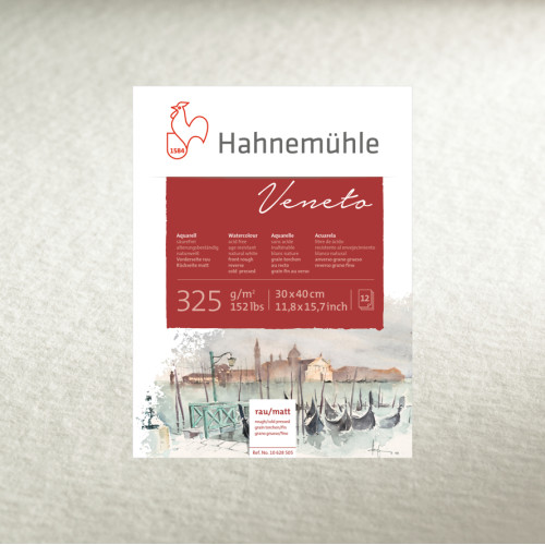 Папір акварельний Hahnemuhle Veneto 325 г/м двосторонній (rough & CP), 24 х 32 см, 12 листів, склейка