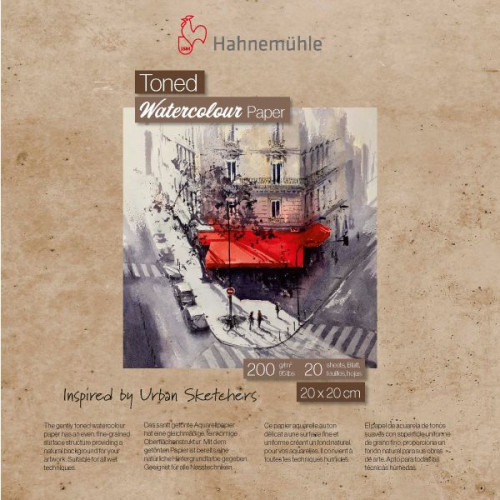 Альбом для акварели тонированная бумага Hahnemuhle Toned Watercolour Paper 200 г/м CP, 20 х 20 см, 20 листов, бежевый