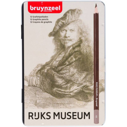 Набор графитных карандашей Dutch Masters, Автопортрет, Рембрандт, 12шт., метал, Bruynzeel (63011012)