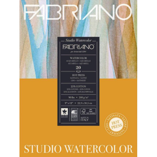 Склейка-блок для акварелі Watercolor 22,9*30,5см, 200г/м2, 20л, HP, дрібне зерно, Fabriano (19202002)