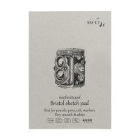 Блокнот-склейка для ескізів AUTHENTIC (Bristol) А5, 185г/м2, 30л, білий та гладкий папір, SMILTAINIS (5EA-50)