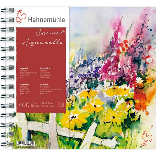 Альбом для акварели на спирали Hahnemuhle Carnet de Voyage & Carnet Aquarelle 400 г/м CP, 15,3 x 25 см, 15 листов