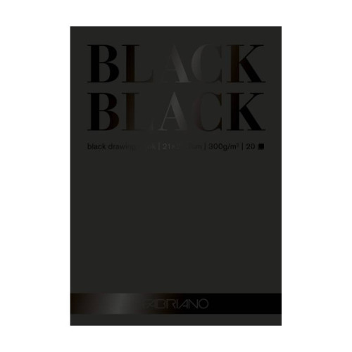 Склейка-блок mixed media Black Black (20*20 см), 300г/м2, 20л, чорная, гладкая, Fabriano (19100389)