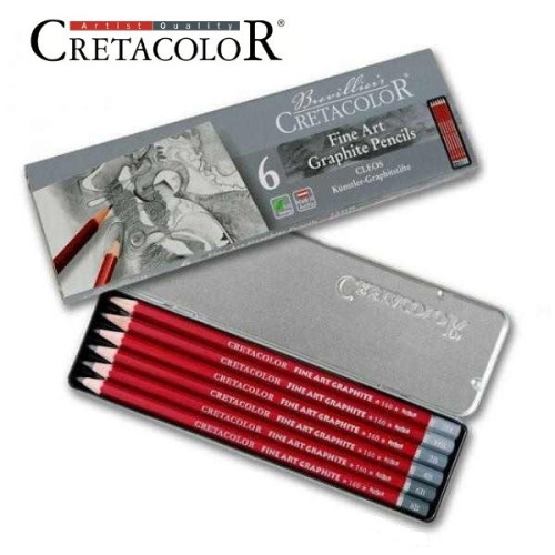 Набір графітних олівців Cleos 6шт., мет. коробка, Cretacolor (90516025)
