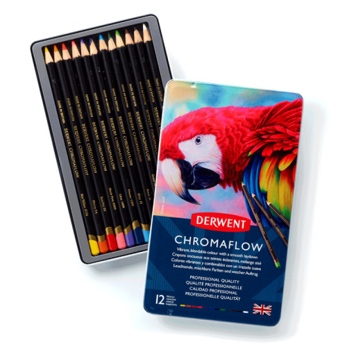 Набор цветных карандашей Chromaflow, 12шт., мет.коробка, Derwent (2305856)