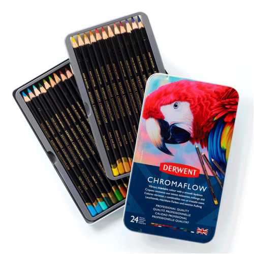 Набір кольорових олівців Chromaflow, 24шт., мет.коробка, Derwent (2305857)
