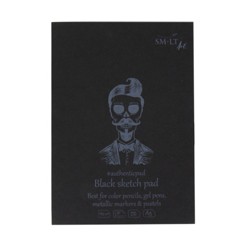 Блокнот-склейка для рисунка AUTHENTIC (black) А5, 165г/м2, 50л, черная бумага, SMILTAINIS (5EA-30/BLACK)
