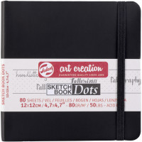 Блокнот для графіки та каліграфії у крапку Talens Art Creation DOTS 80г/м2, 12х12см, 80л, чорний, Royal Talens (9314404M)