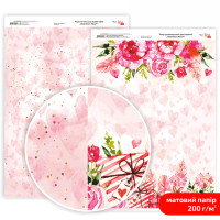 Бумага дизайнерская двусторонняя матовая „Love Mood“ 1, 21х29,7 см, 200 г/м2, ROSA TALENT (5318081)