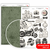 Бумага дизайнерская двусторонняя матовая „Men's Style“ 7, 21х29,7 см, 200 г/м2, ROSA TALENT (5311154)