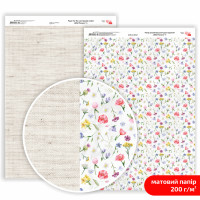 Бумага дизайнерская двусторонняя матовая „Wild Flowers“ 4, 21х29,7 см, 200 г/м2, ROSA TALENT (5311171)