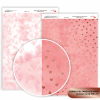 Бумага дизайнерская двусторонняя матовая Copper Hearts 2, с тиснением, 21х29,7 см, 200 гм2, ROSA TALENT (5311192)