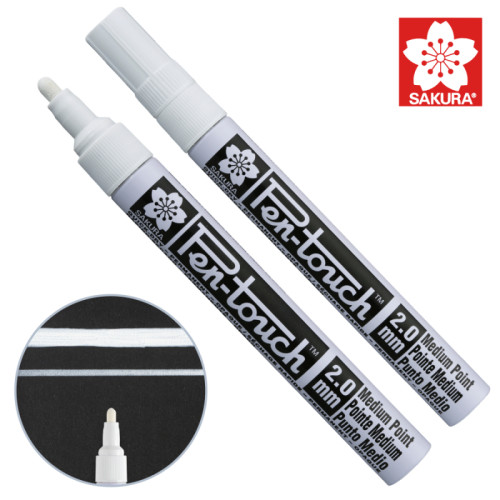 Маркер Pen-Touch Белый, средний (MEDIUM) 2.0мм, Sakura (42500)