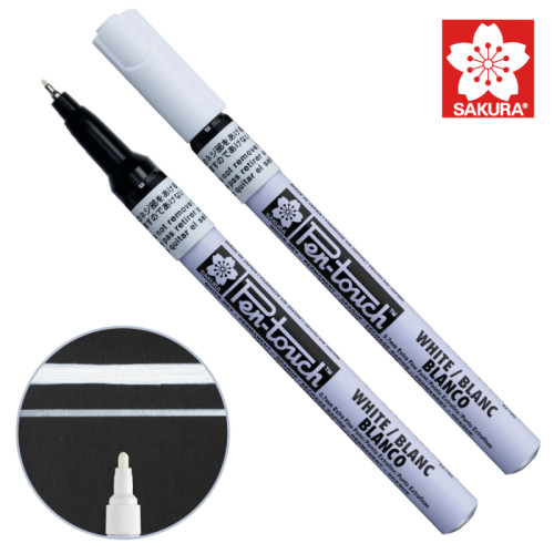 Маркер Pen-Touch Білий, тонкий (EXTRA FINE) 0.7мм, Sakura (42100)