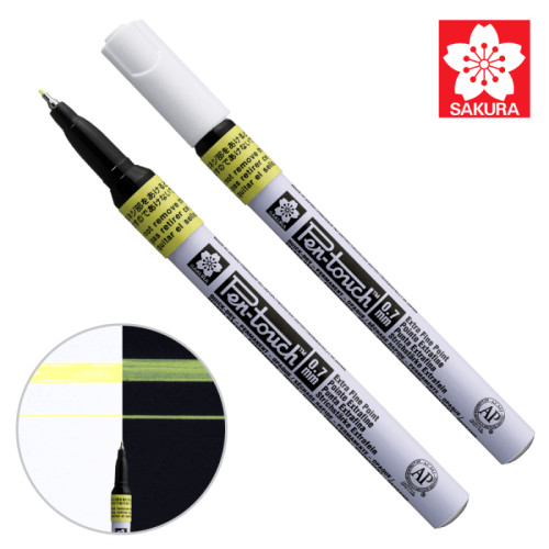 Маркер Pen-Touch Желтый, флуоресцентный, тонкий (EXTRA FINE) 0.7мм, Sakura (XPSKA302)