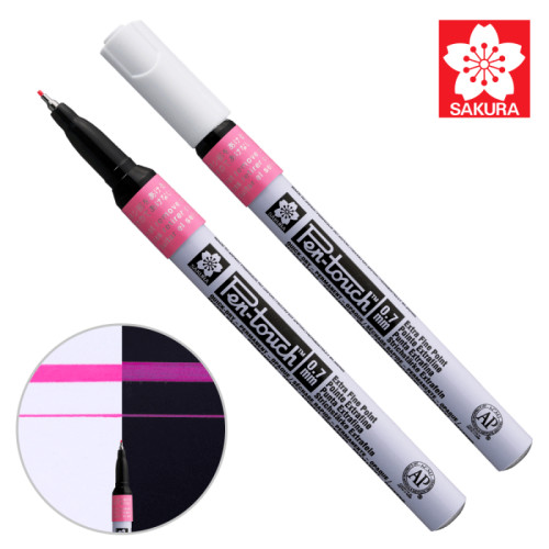 Маркер Pen-Touch Розовый, флуоресцентный, тонкий (EXTRA FINE) 0.7мм, Sakura (XPSKA320)