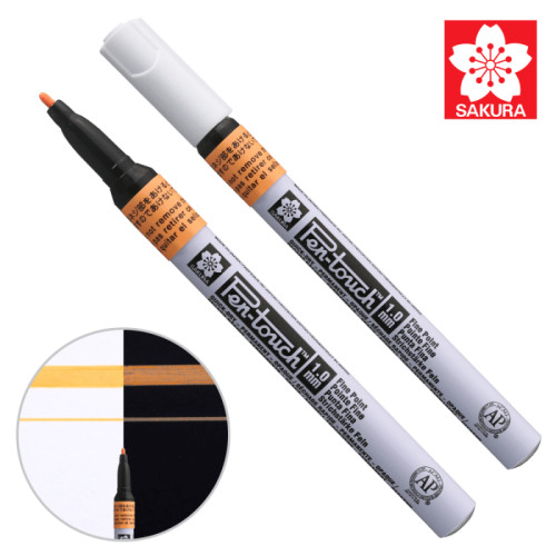 Маркер Pen-Touch Оранжевий, флуоресцентний, тонкий (FINE) 1мм, Sakura (XPMKA305)