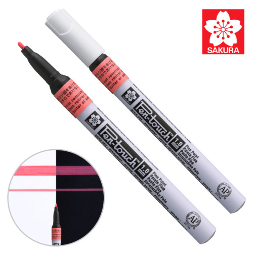 Маркер Pen-Touch Красный, флуоресцентный, тонкий (FINE) 1мм, Sakura (XPMKA319)