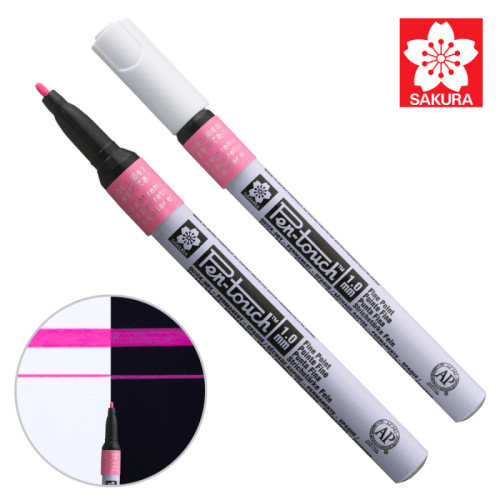 Маркер Pen-Touch Розовый, флуоресцентный, тонкий (FINE) 1мм, Sakura (XPMKA320)