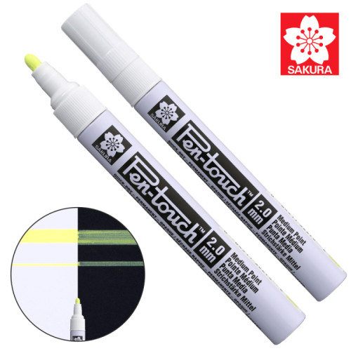 Маркер Pen-Touch Желтый, флуоресцентный, средний (MEDIUM) 2.0мм, Sakura (XPFKA302)