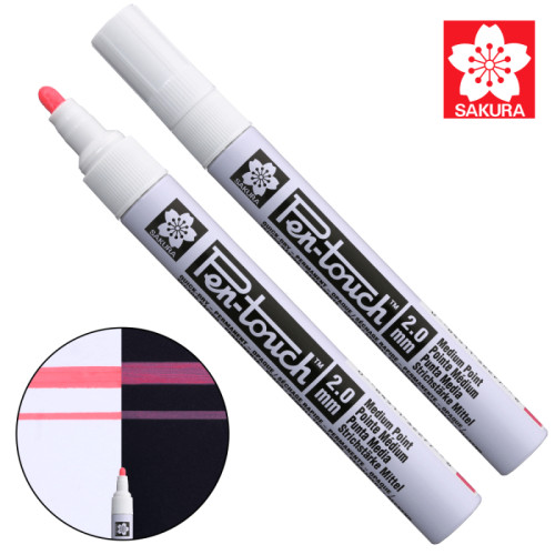 Маркер Pen-Touch Красный, флуоресцентный, средний (MEDIUM) 2.0мм, Sakura (XPFKA319)
