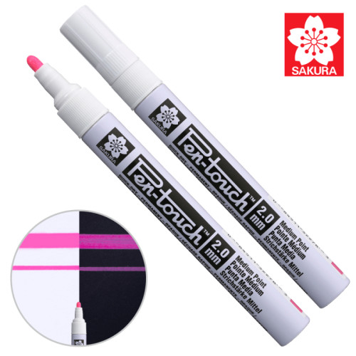 Маркер Pen-Touch Розовый, флуоресцентный, средний (MEDIUM) 2.0мм, Sakura (XPFKA320)