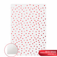 Калька полупрозрачная с тиснением Red Hearts, 21х29,7см, 100 г/м2, ROSA Talent