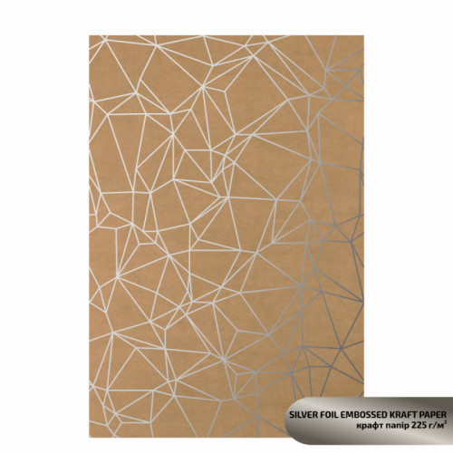 Крафт бумага с тиснением Silver Polygon, 21х29,7см, 225 г/м2, ROSA Talent