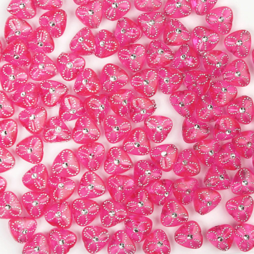 Бусины пластиковые полупрозрачные Треугольники ярко-розовые 50 шт