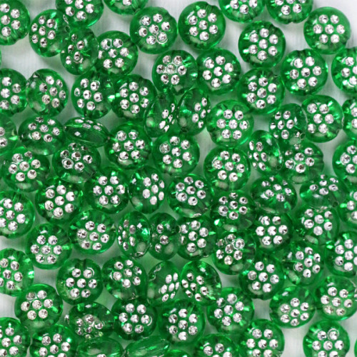 Бусины пластиковые полупрозрачные Круглые зеленые 50 шт