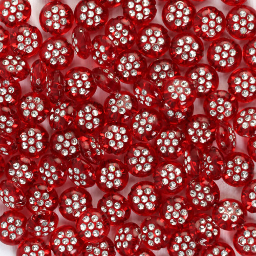 Бусины пластиковые полупрозрачные Круглые красные 50 шт